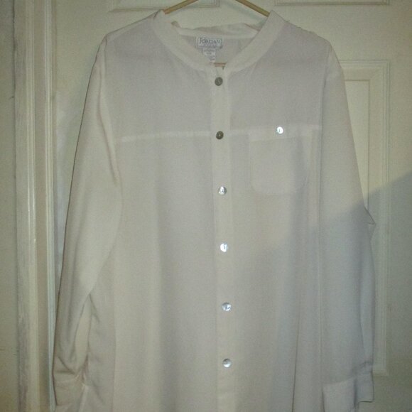 Shirt: “Jordan Woman” Sz:24W, Button Down, Round Collar, Long Sleeve, Off White - Picture 5 of 8